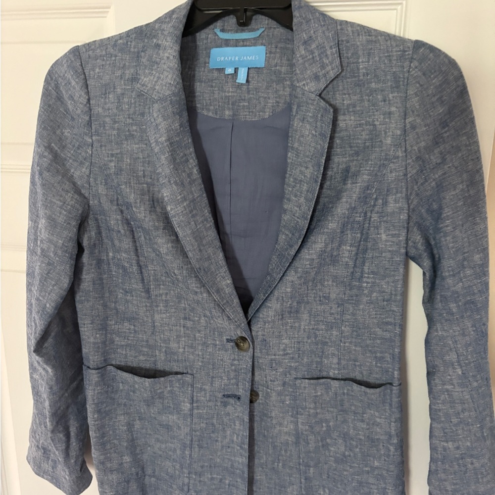 Draper James Chambray Blue two-Button Blazer - image 2